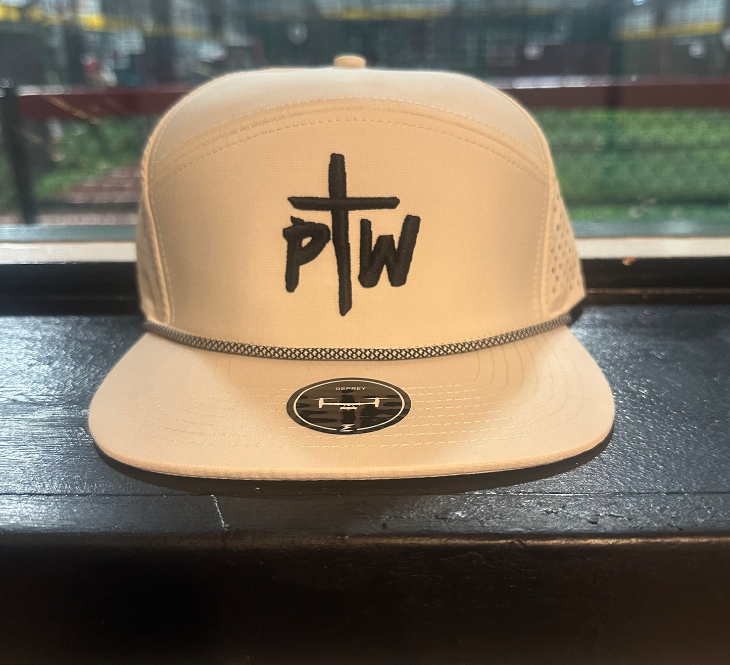 White with Black PTW Puff Embroidery Hat