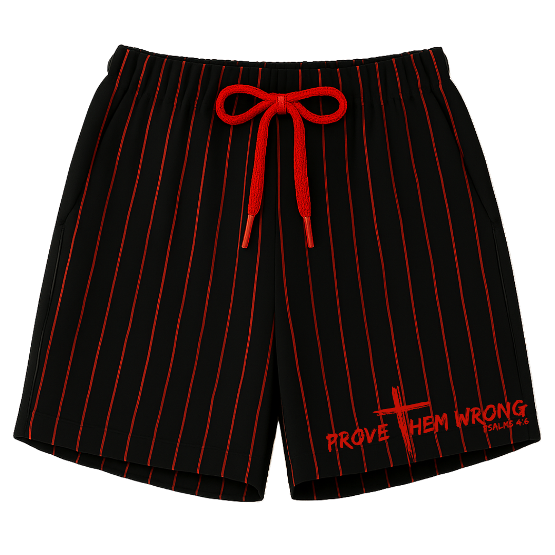 Black With Red Pinstripes Shorts