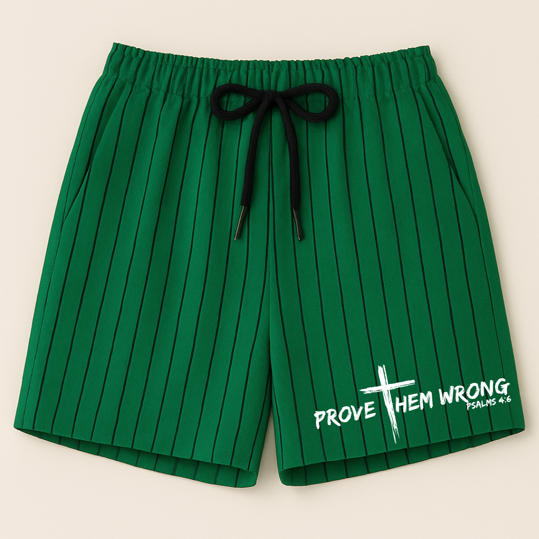 Green With Black Pinstripes Shorts