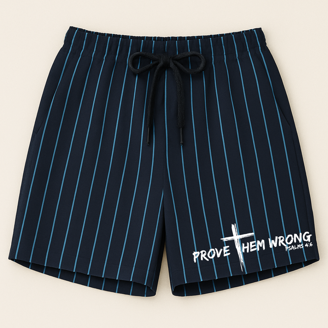 Navy With Powder Blue Pinstripes Shorts