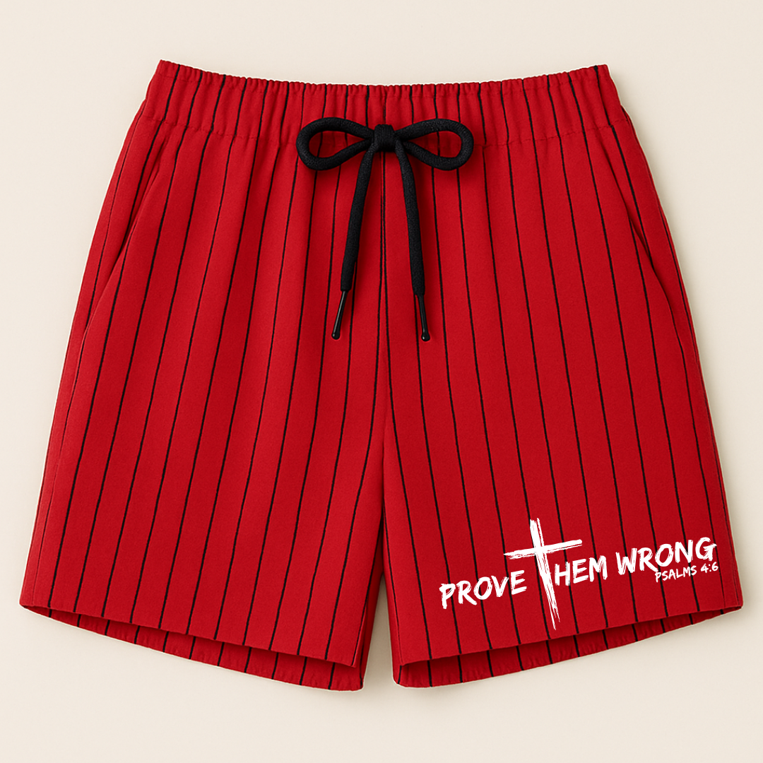 Red With Black Pinstripes Shorts