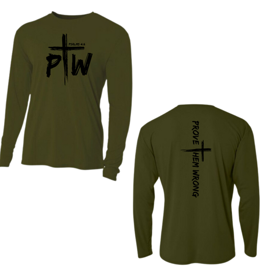 Military Green with Black Long Sleeve Tee