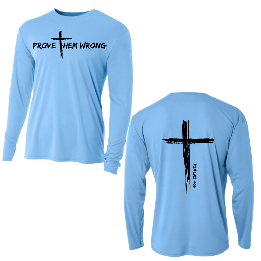 Light Blue Long Sleeve Tee with Cross Back