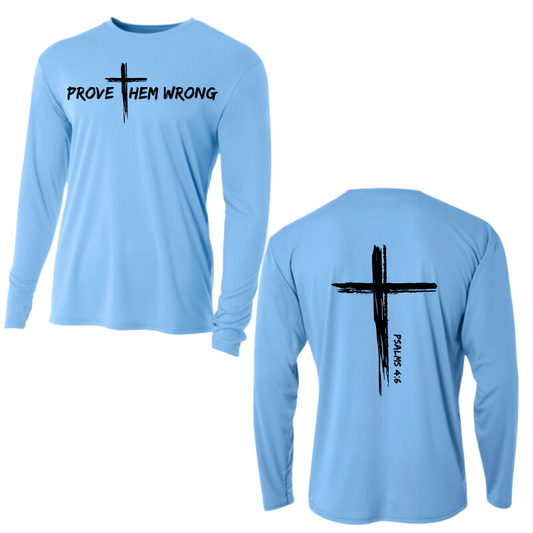 Light Blue Long Sleeve Tee with Cross Back