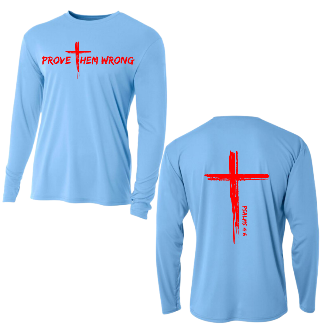 Light Blue Long Sleeve Tee with Cross Back