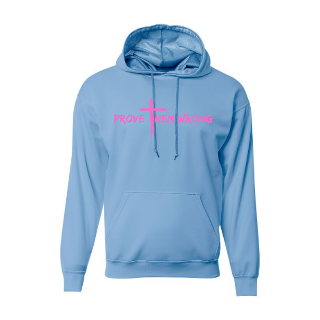 Light Blue Hoodie with Pink