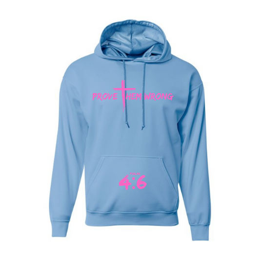 Light Blue Hoodie with Pink