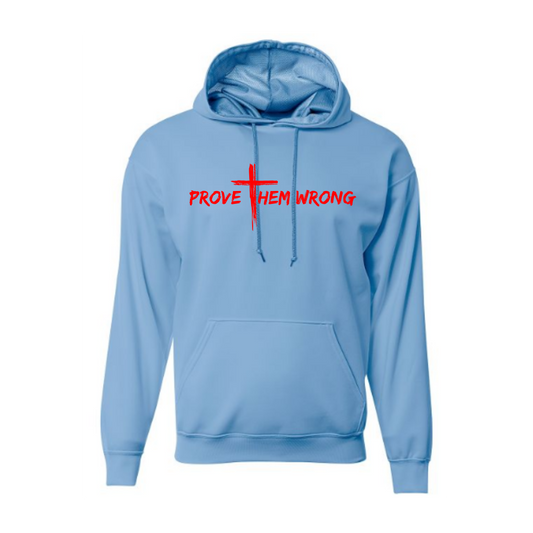 Light Blue Hoodie with Red