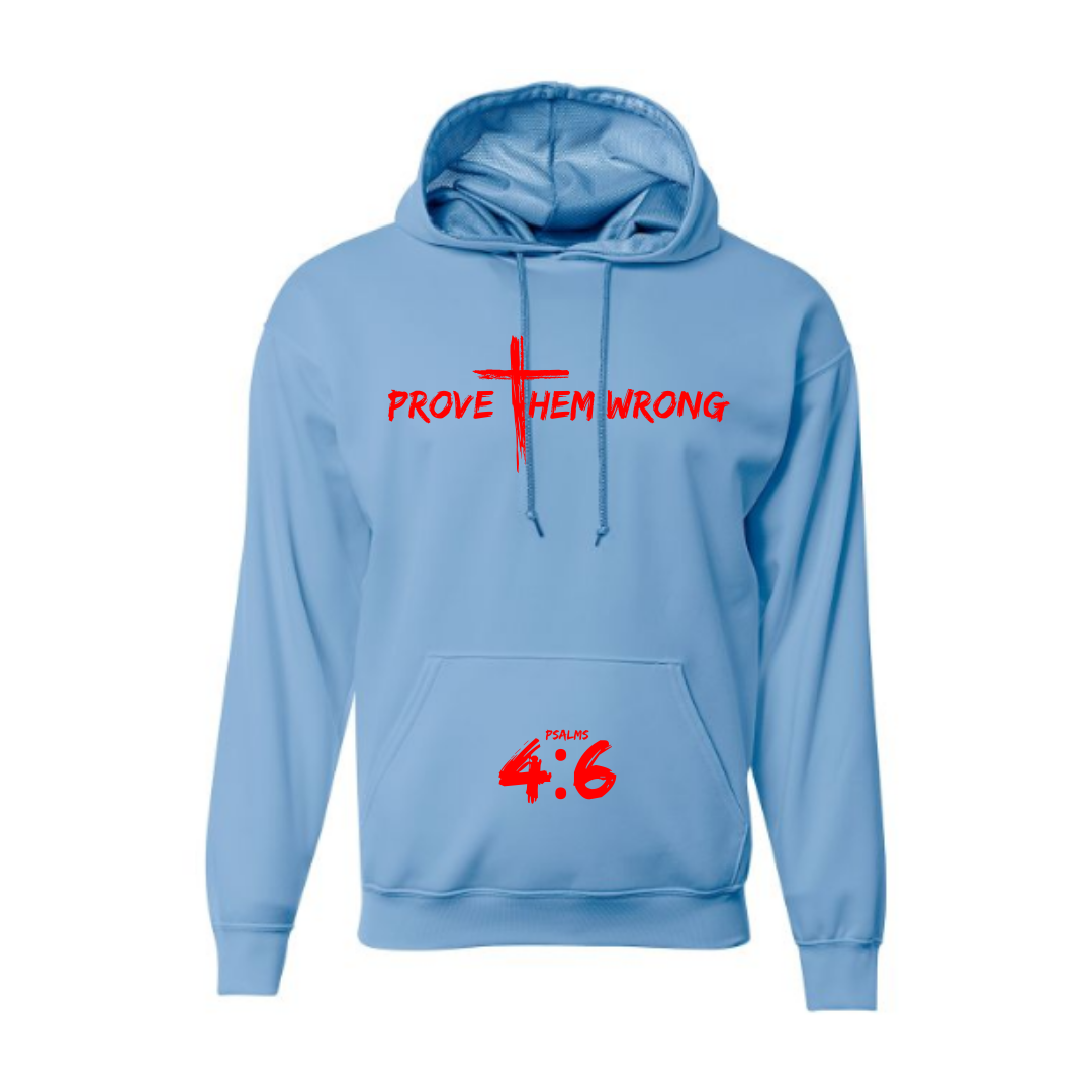 Light Blue Hoodie with Red