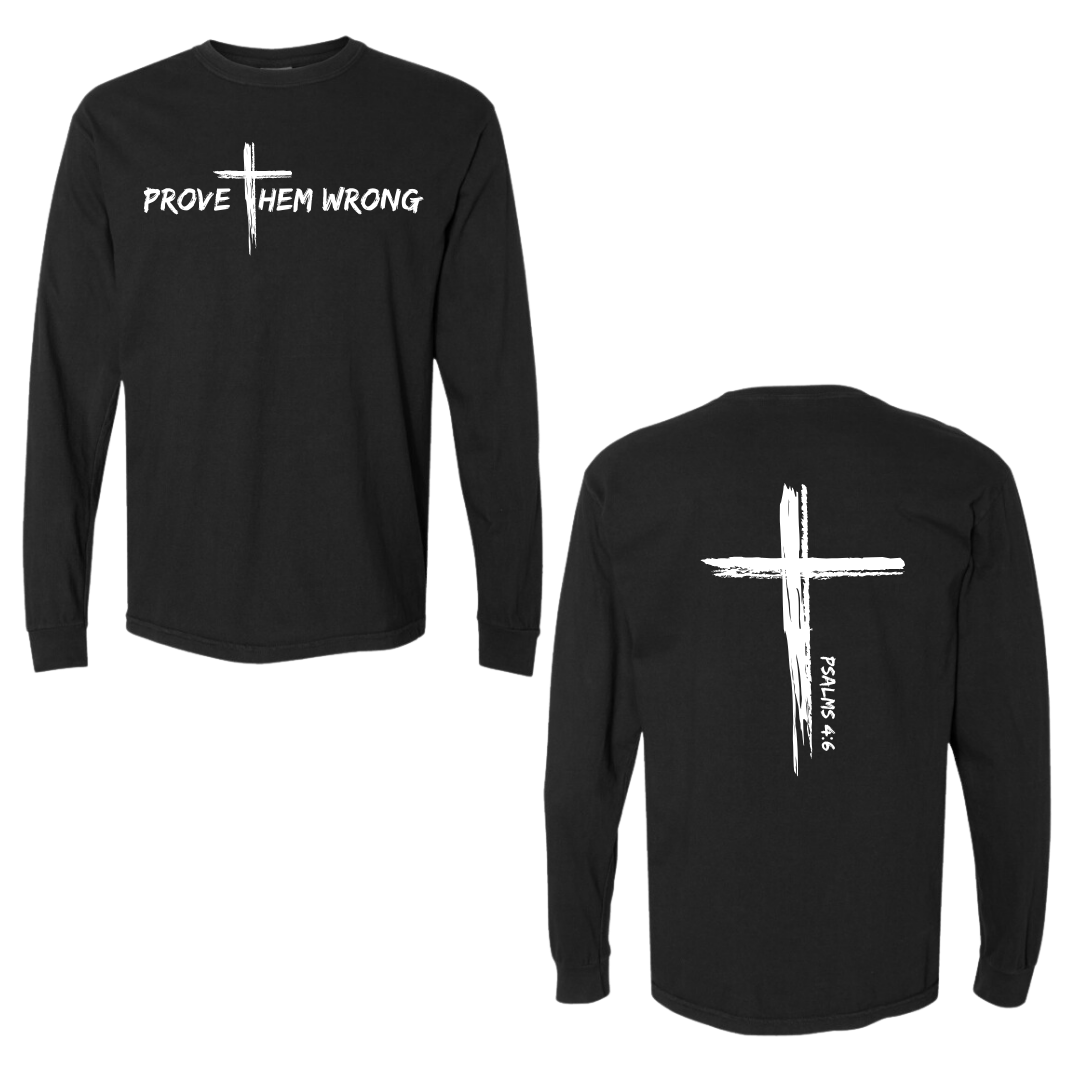 Black Cross Back Cotton Long Sleeve