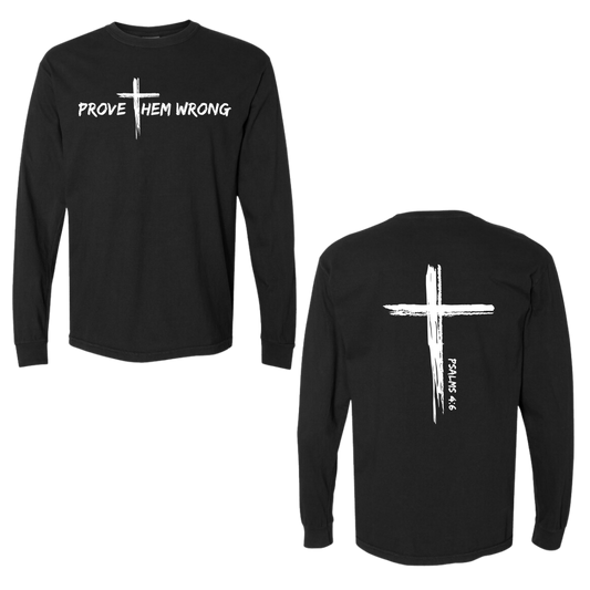 Black Cross Back Cotton Long Sleeve