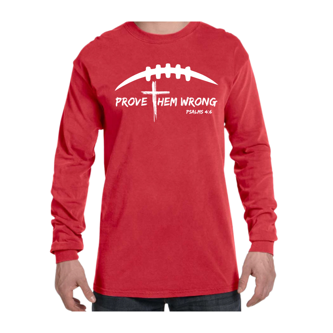 Prove Them Wrong Football - Red Long Sleeve (Cotton)