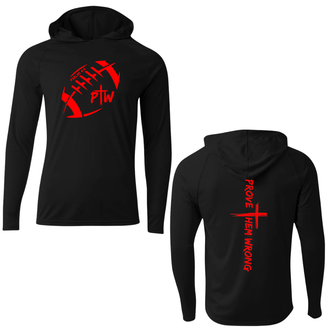 PTW Football - Black Hooded Long Sleeve