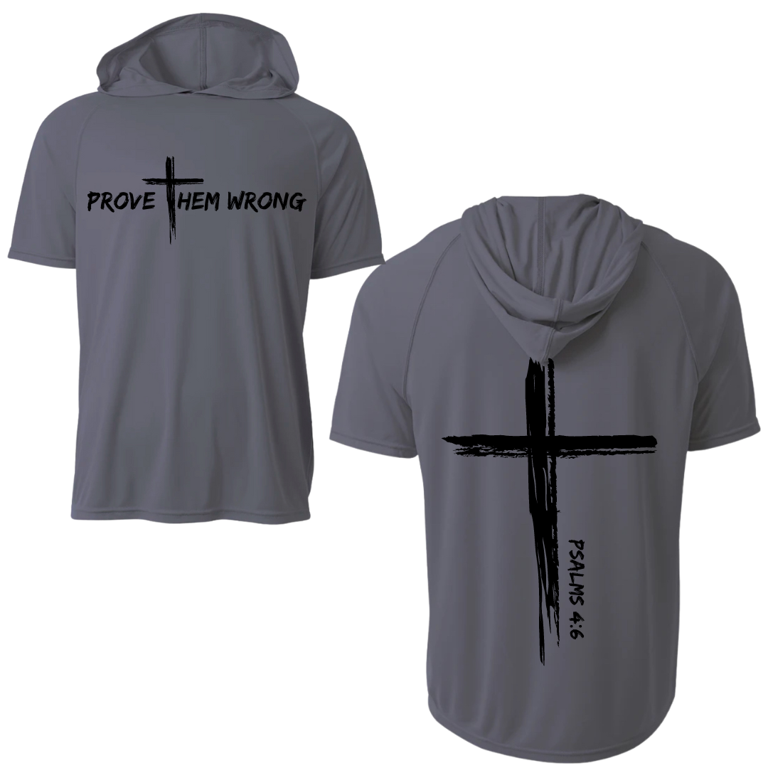 Grey Short Sleeve Hoodie with Cross Back