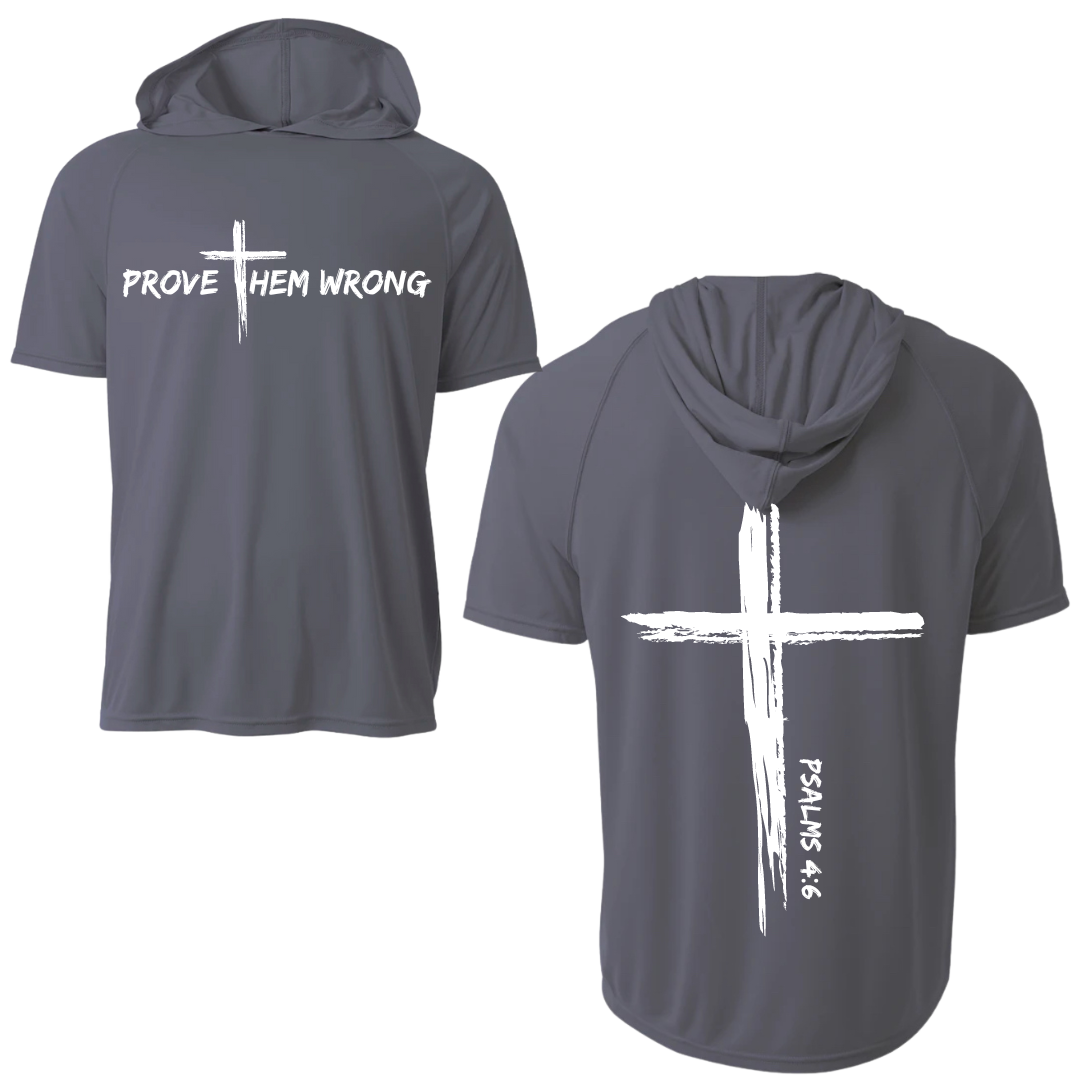 Grey Short Sleeve Hoodie with Cross Back