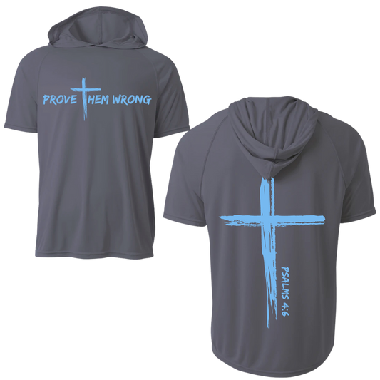 Grey Short Sleeve Hoodie with Cross Back