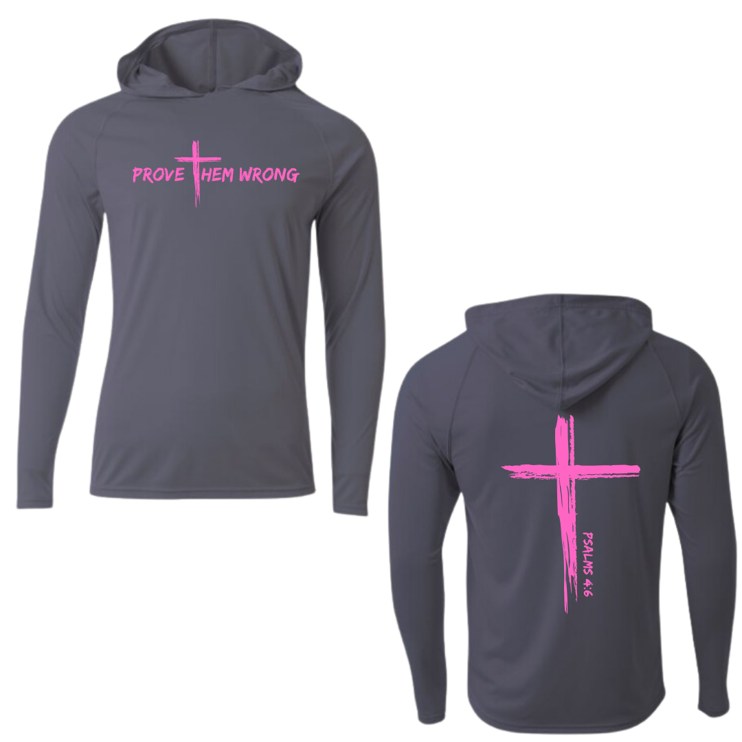 Graphite Hooded Long Sleeve Tee with Cross Back