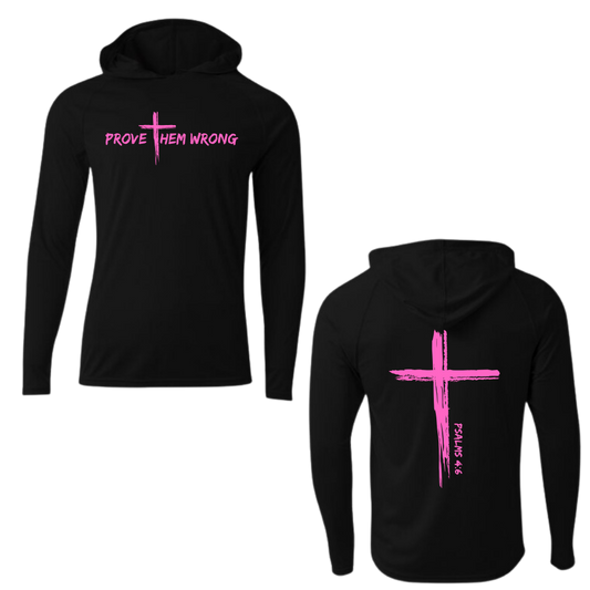 Black Hooded Long Sleeve Tee with Cross Back