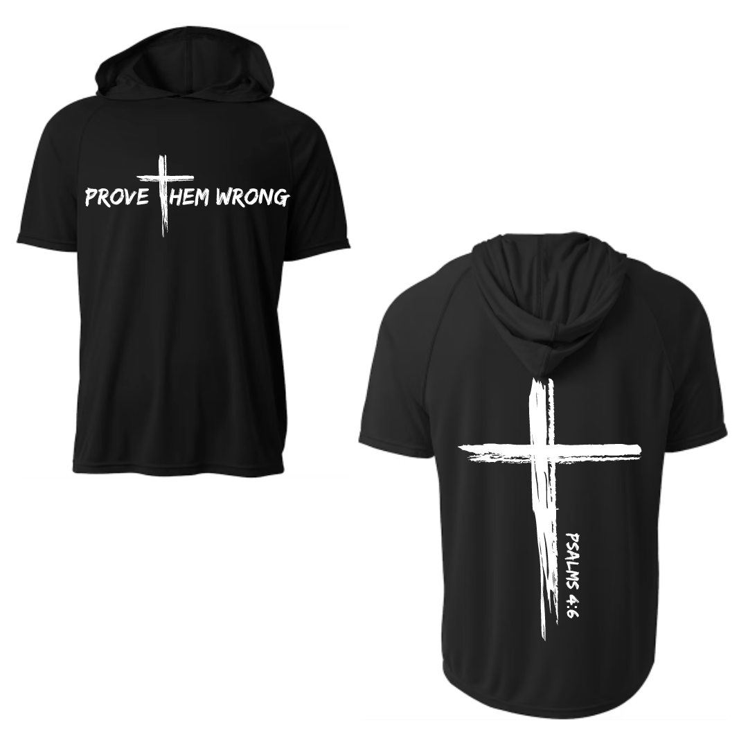 Black Short Sleeve Hoodie with Cross Back