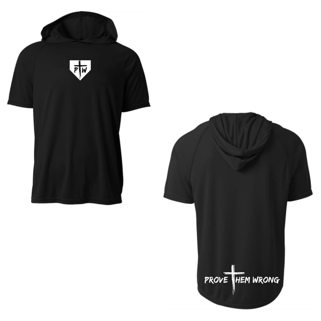 Small Home Plate Chest Black Short Sleeve Hoodie