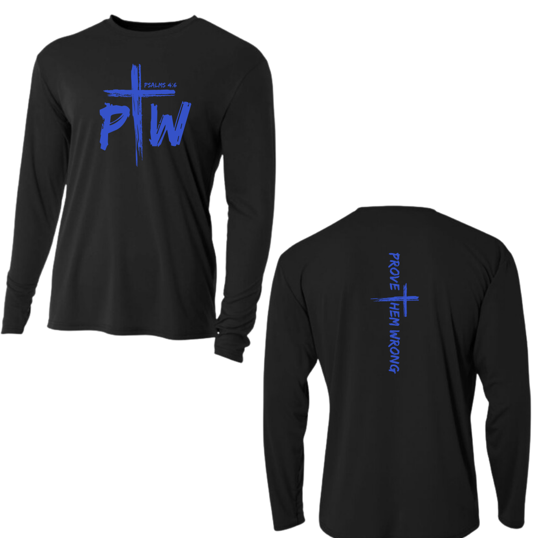 Black Long Sleeve Tee with Prove Them Wrong Spine