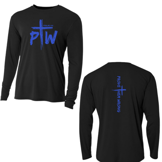 Black Long Sleeve Tee with Prove Them Wrong Spine