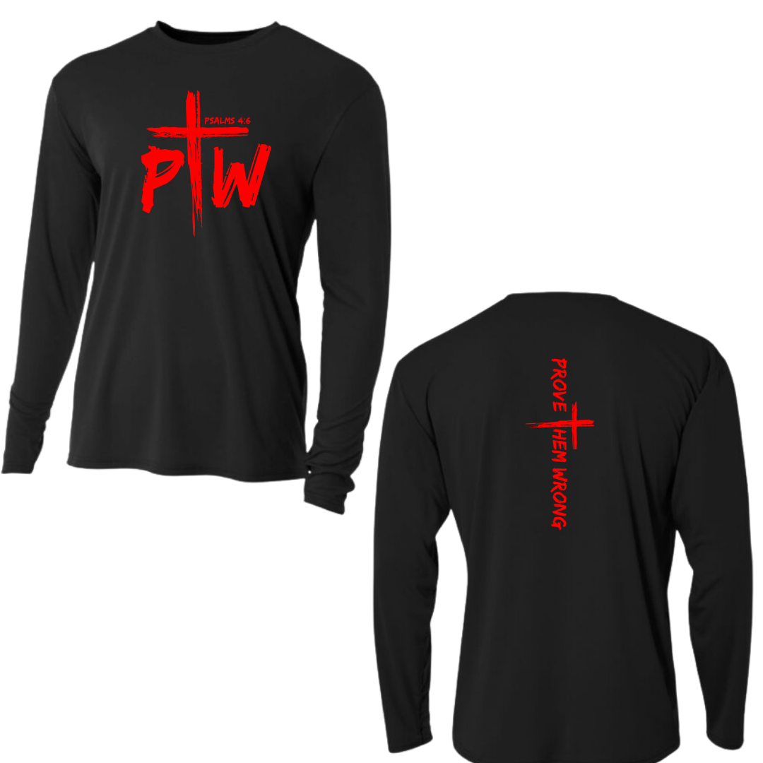 Black Long Sleeve Tee with Prove Them Wrong Spine