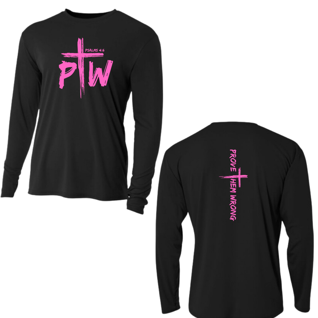 Black Long Sleeve Tee with Prove Them Wrong Spine