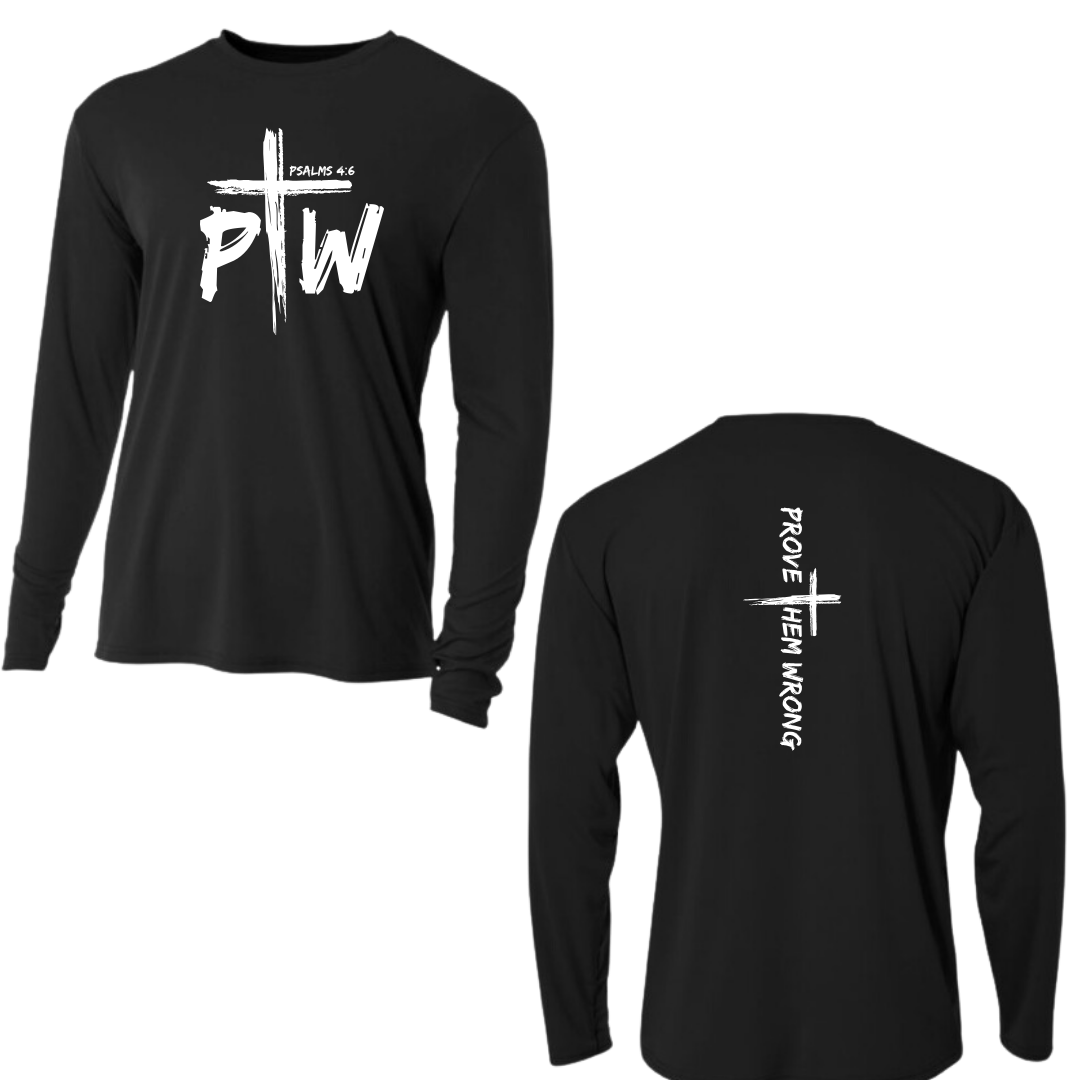 Black Long Sleeve Tee with Prove Them Wrong Spine