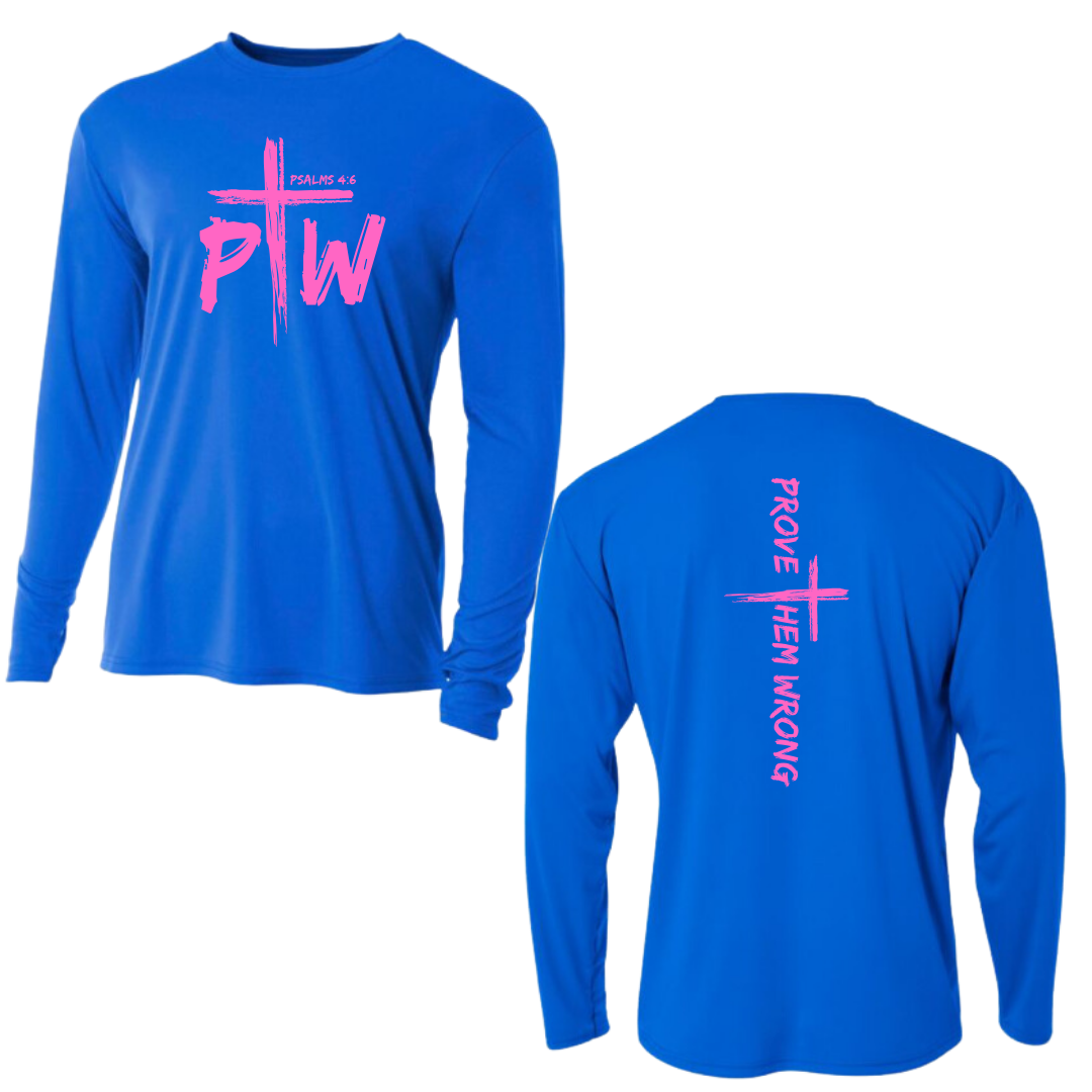 Royal Long Sleeve Tee with Prove Them Wrong Spine