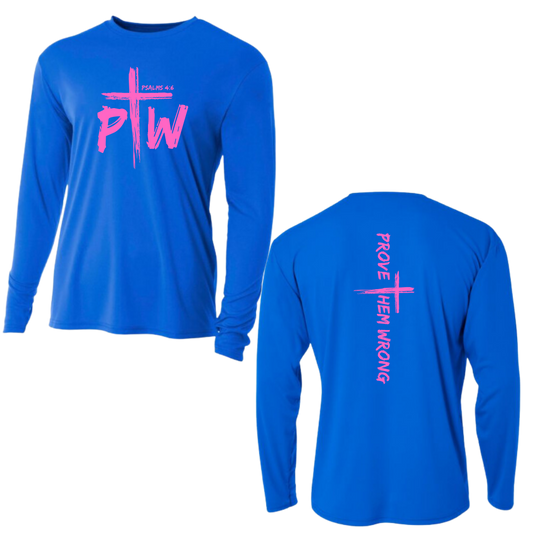 Royal Long Sleeve Tee with Prove Them Wrong Spine