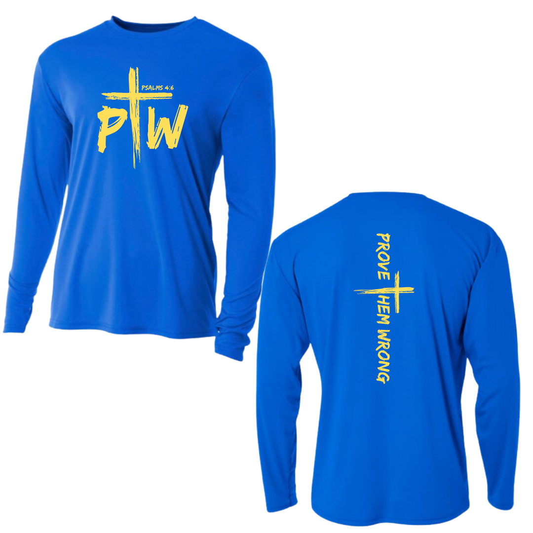 Royal Long Sleeve Tee with Prove Them Wrong Spine