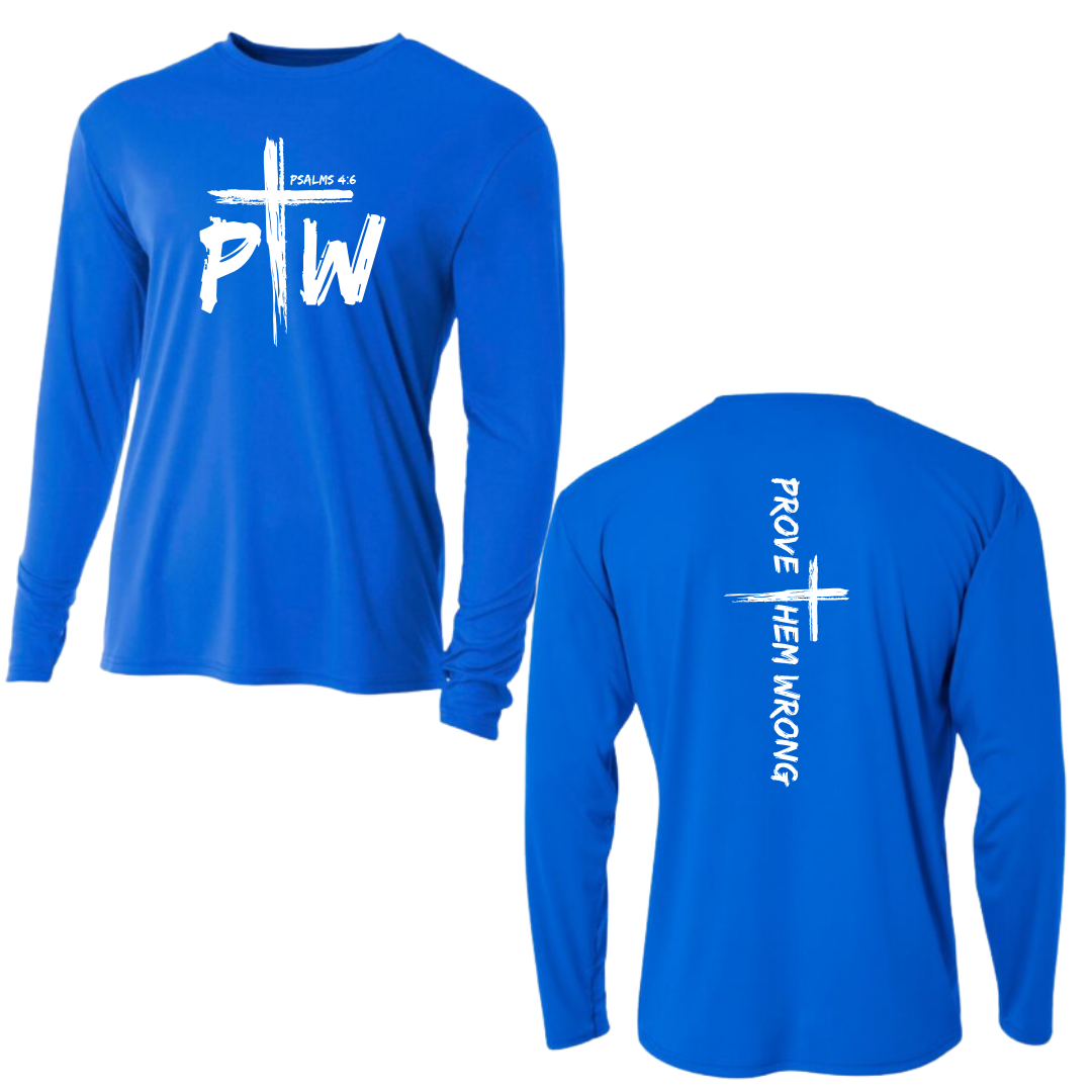 Royal Long Sleeve Tee with Prove Them Wrong Spine