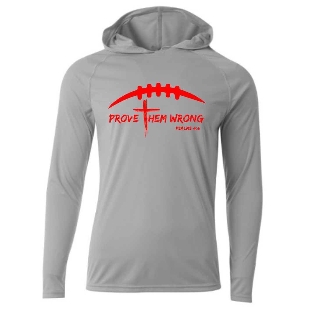 Prove Them Wrong Football - Silver Hooded Long Sleeve