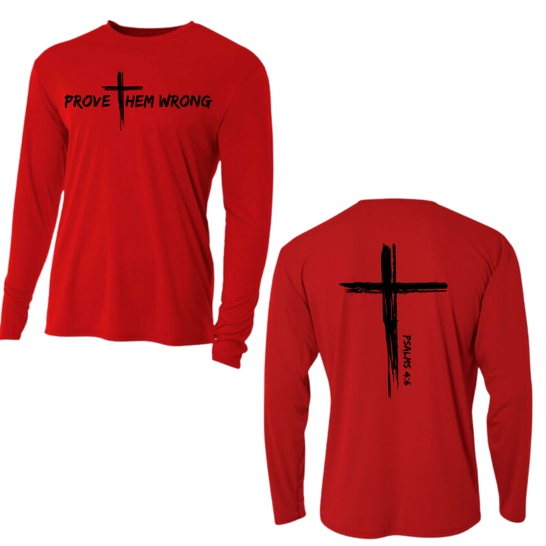 Red Long Sleeve Tee with Cross Back
