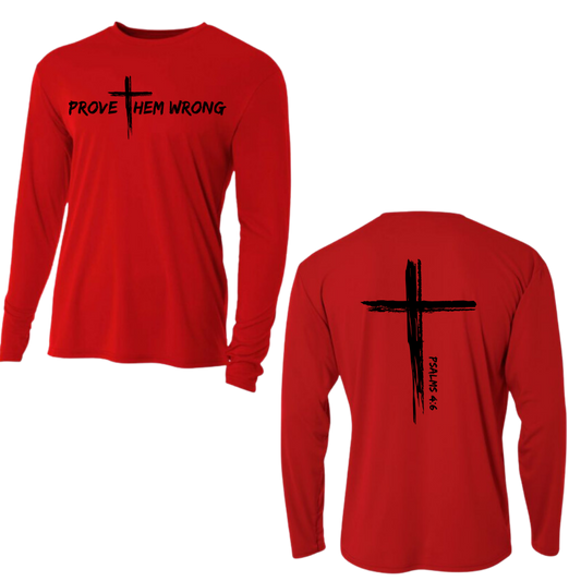 Red Long Sleeve Tee with Cross Back