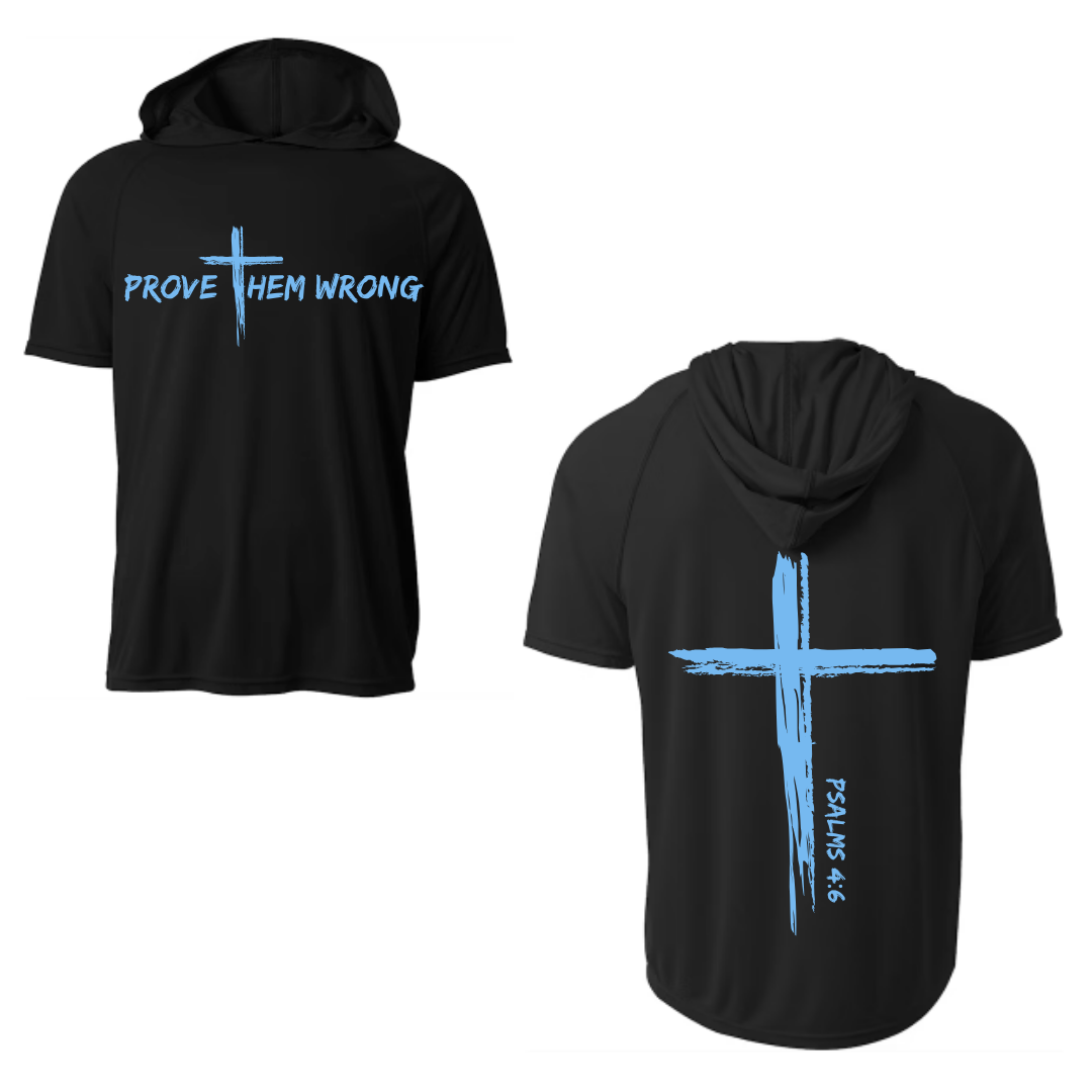 Black Short Sleeve Hoodie with Cross Back