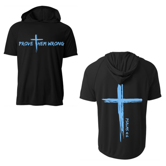 Black Short Sleeve Hoodie with Cross Back