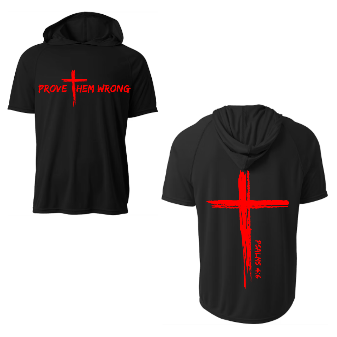 Black Short Sleeve Hoodie with Cross Back