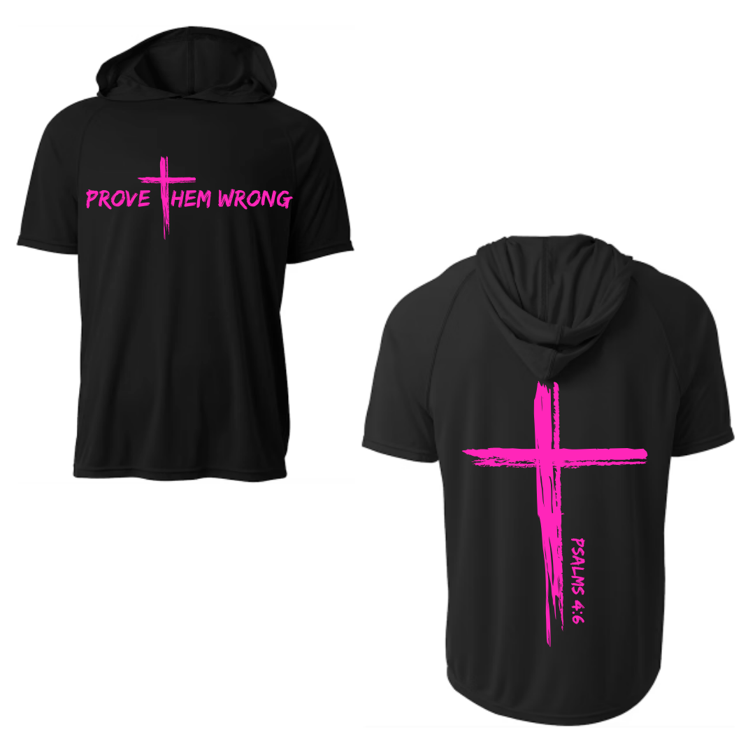 Black Short Sleeve Hoodie with Cross Back