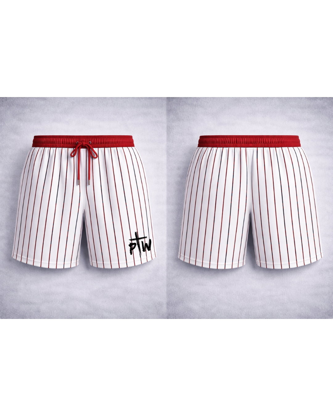 White Pinstripe Shorts