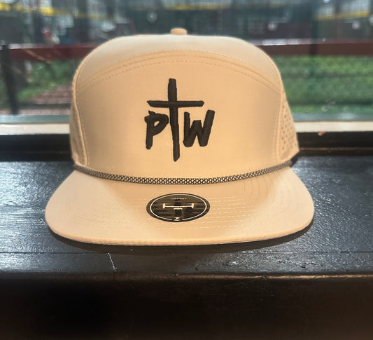 White with Black  PTW Puff Embroidery Hat