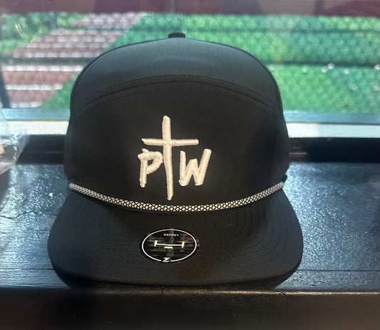 Black with White PTW Puff Embroidery Hat