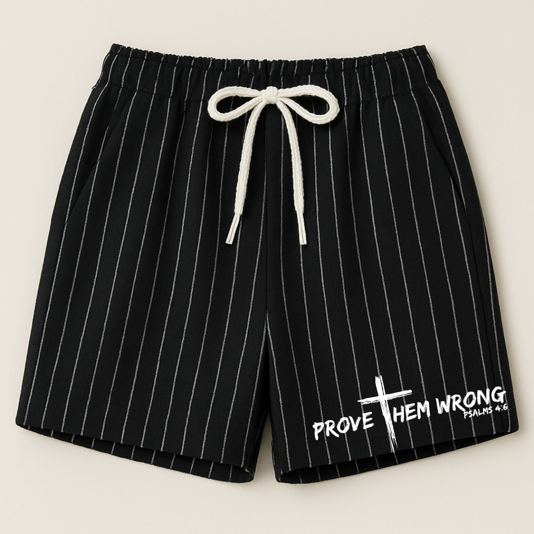 Black With White Pinstripes Shorts