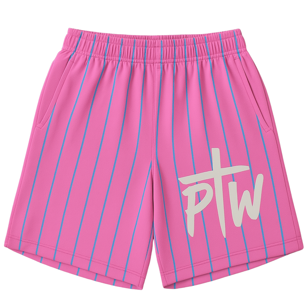 Power Pink Pinstripe Shorts