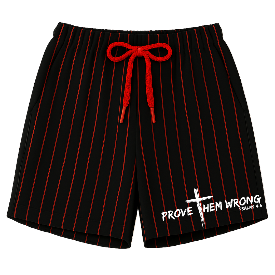 Black With Red Pinstripes Shorts