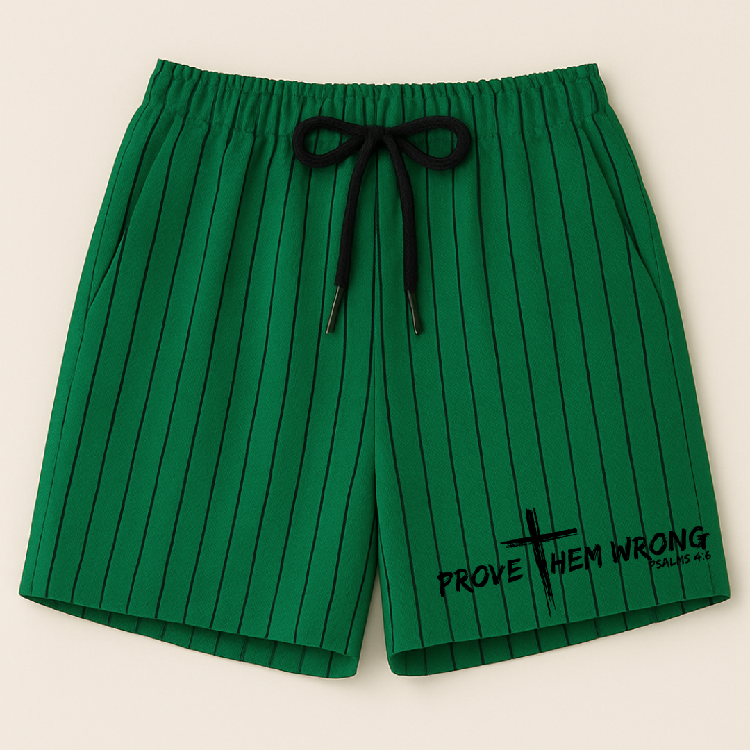 Green With Black Pinstripes Shorts