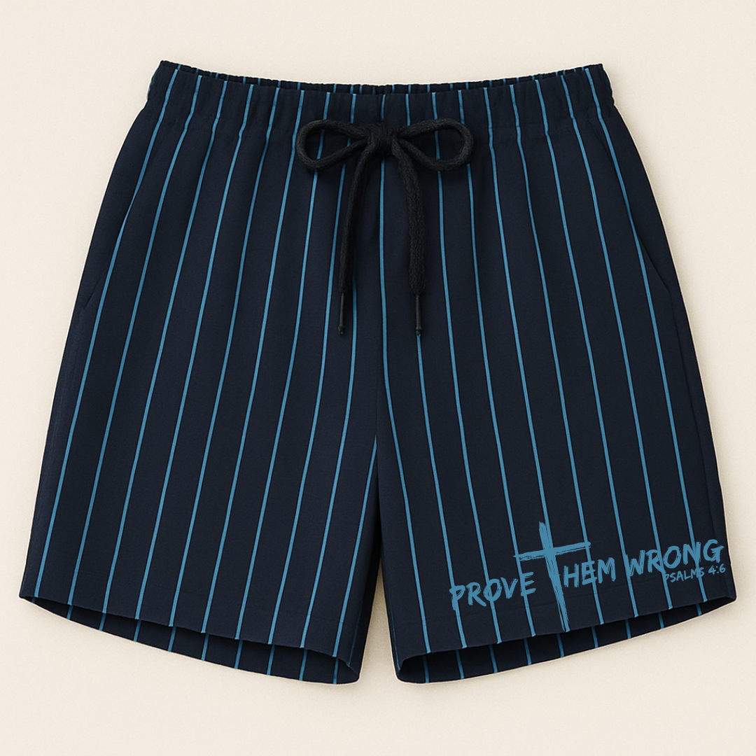 Navy With Powder Blue Pinstripes Shorts