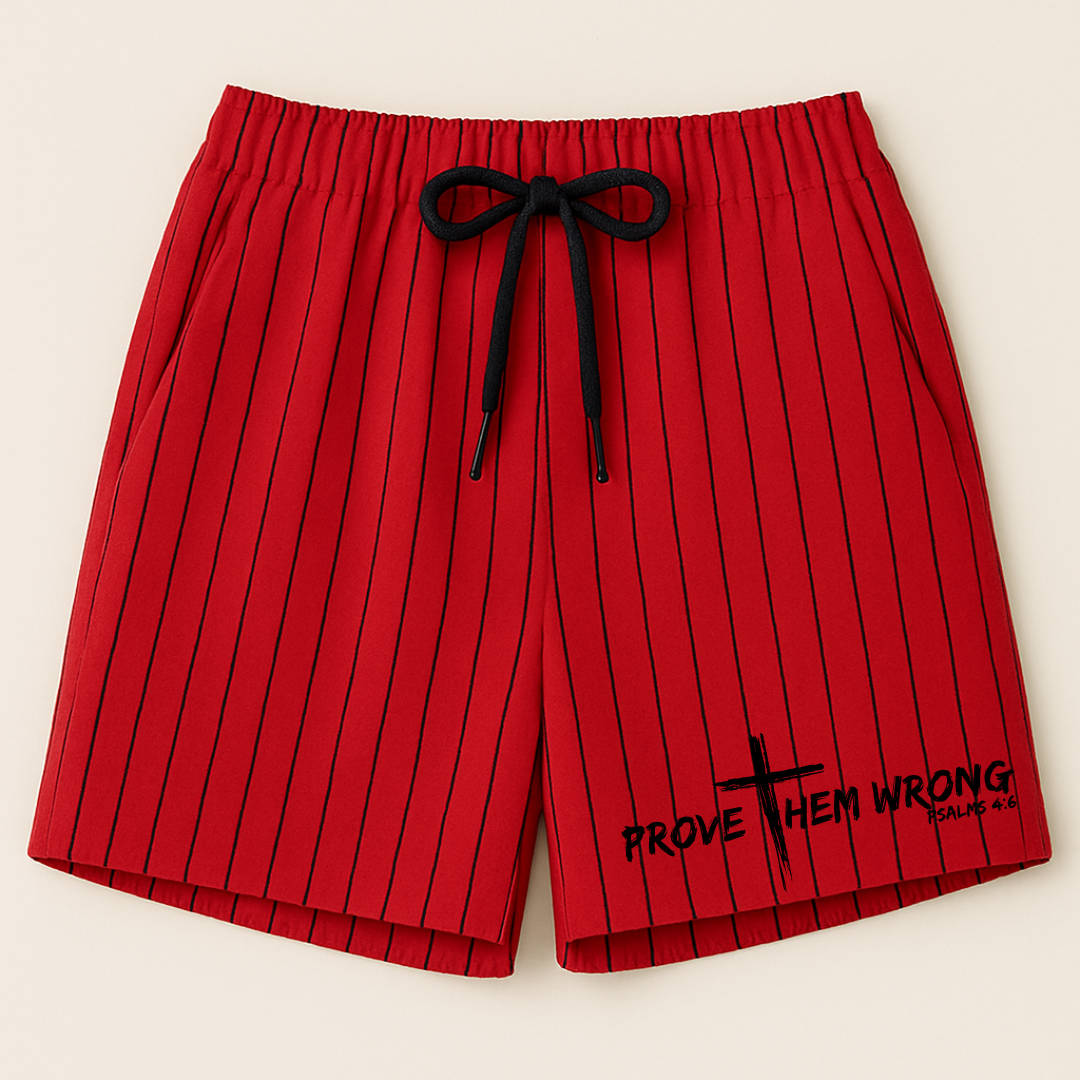 Red With Black Pinstripes Shorts