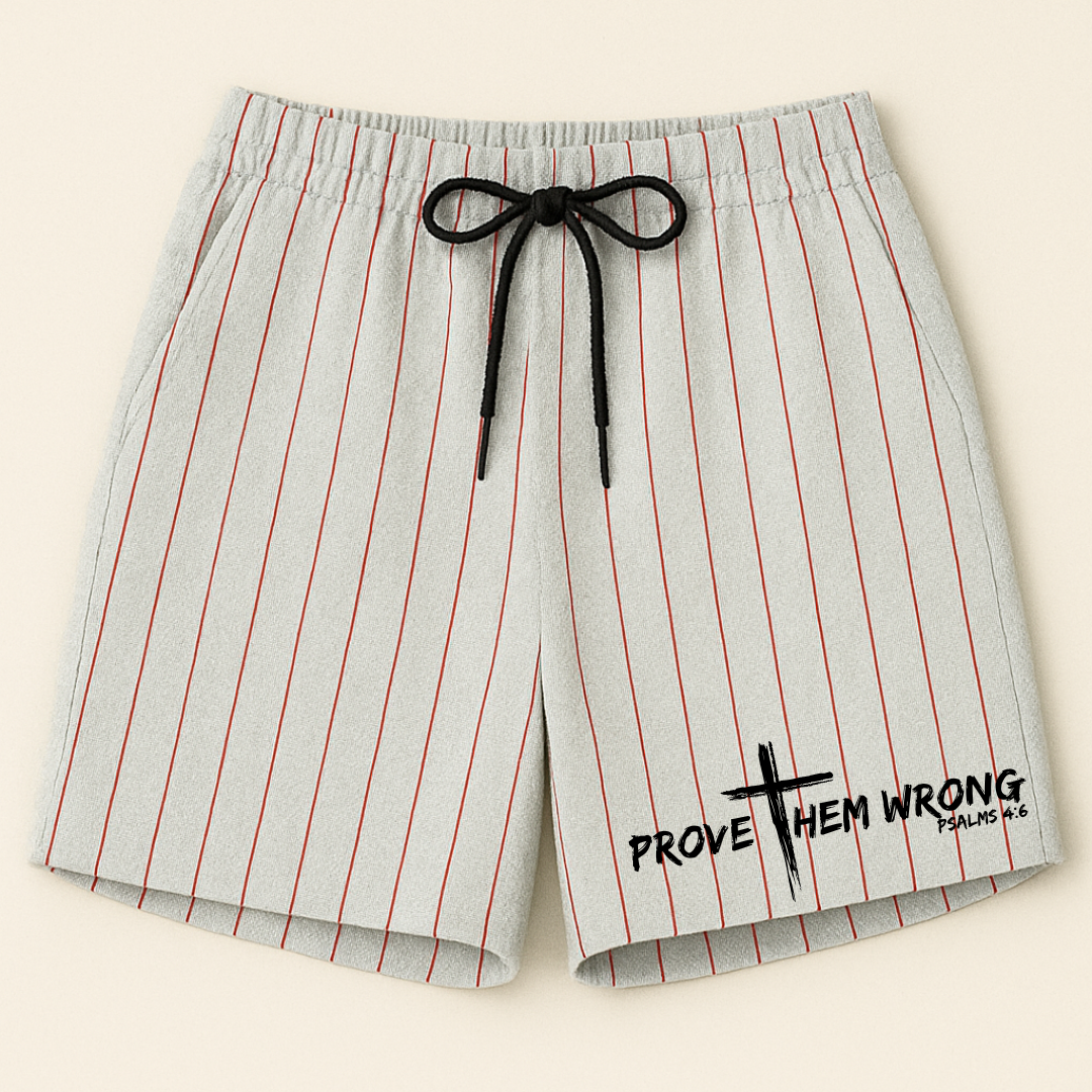 White With Black Pinstripes Shorts